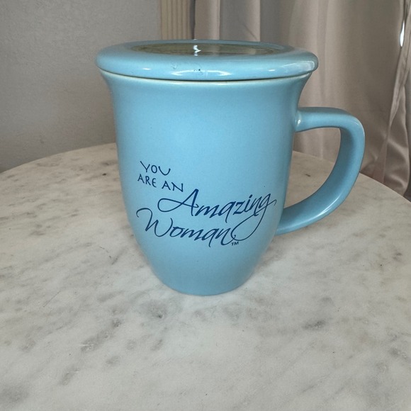 Abbey Gift Coffee Mug Tea Cup Warmer Lid You Are‎ An Amazing Woman Blue - Picture 1 of 5